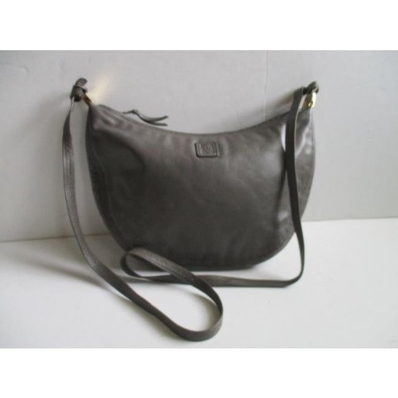 *Anne Klein For Calderon Hobo Crescent Taupe Leather Shoulder Bag - Picture 1 of 6